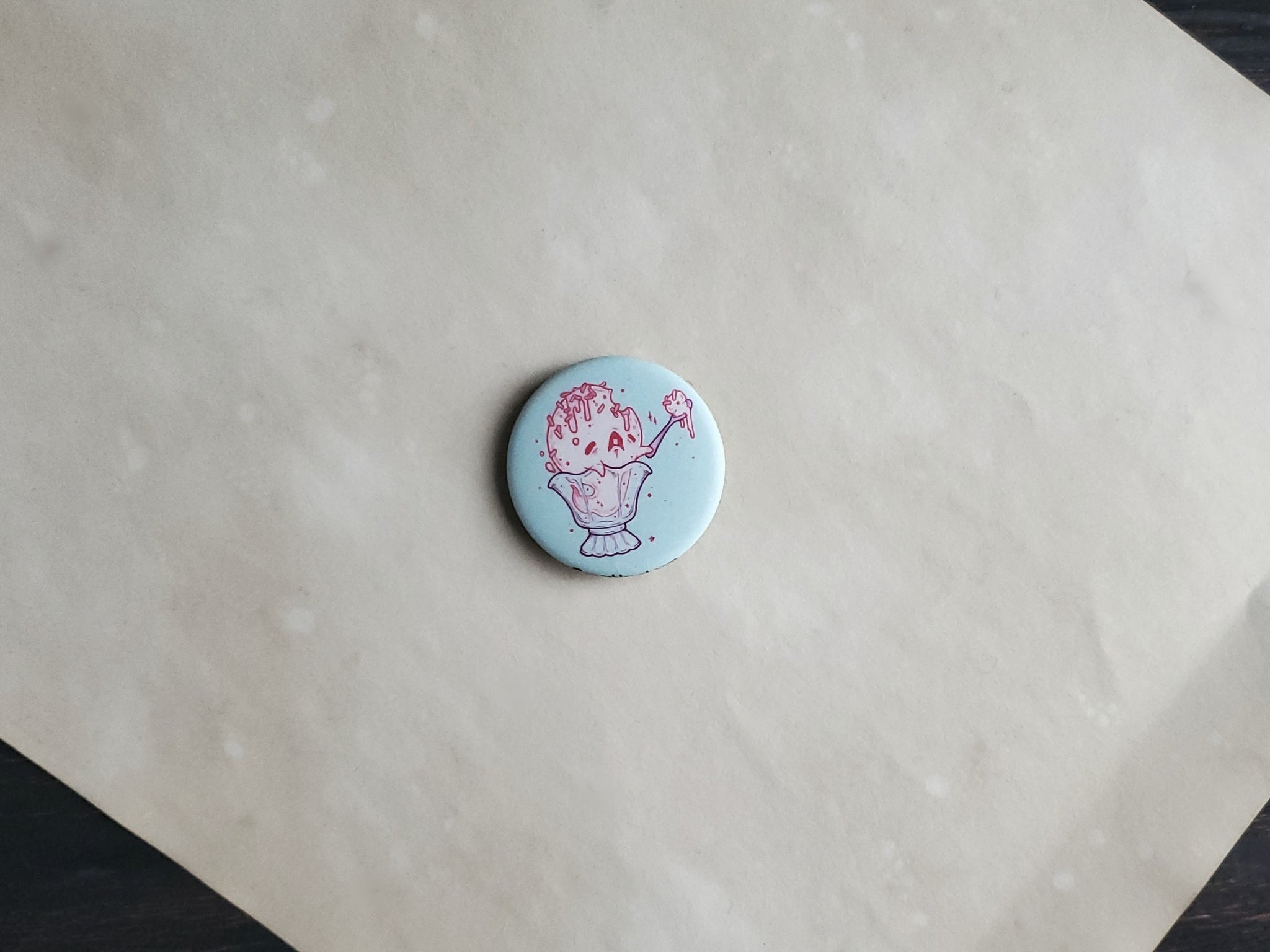 Ice Cream Sundae Ghost pin badge