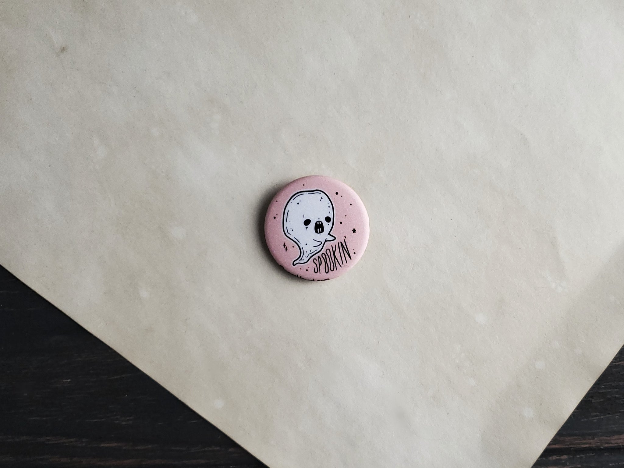 Pink Ghost Spookin' pin badge