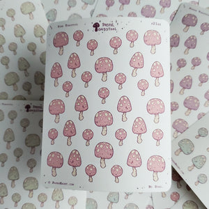 Pastel Toadstool mushroom sticker sheet