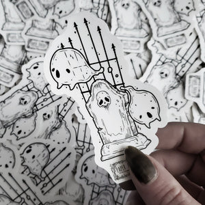 Tombstone Cemetery Ghost Sticker