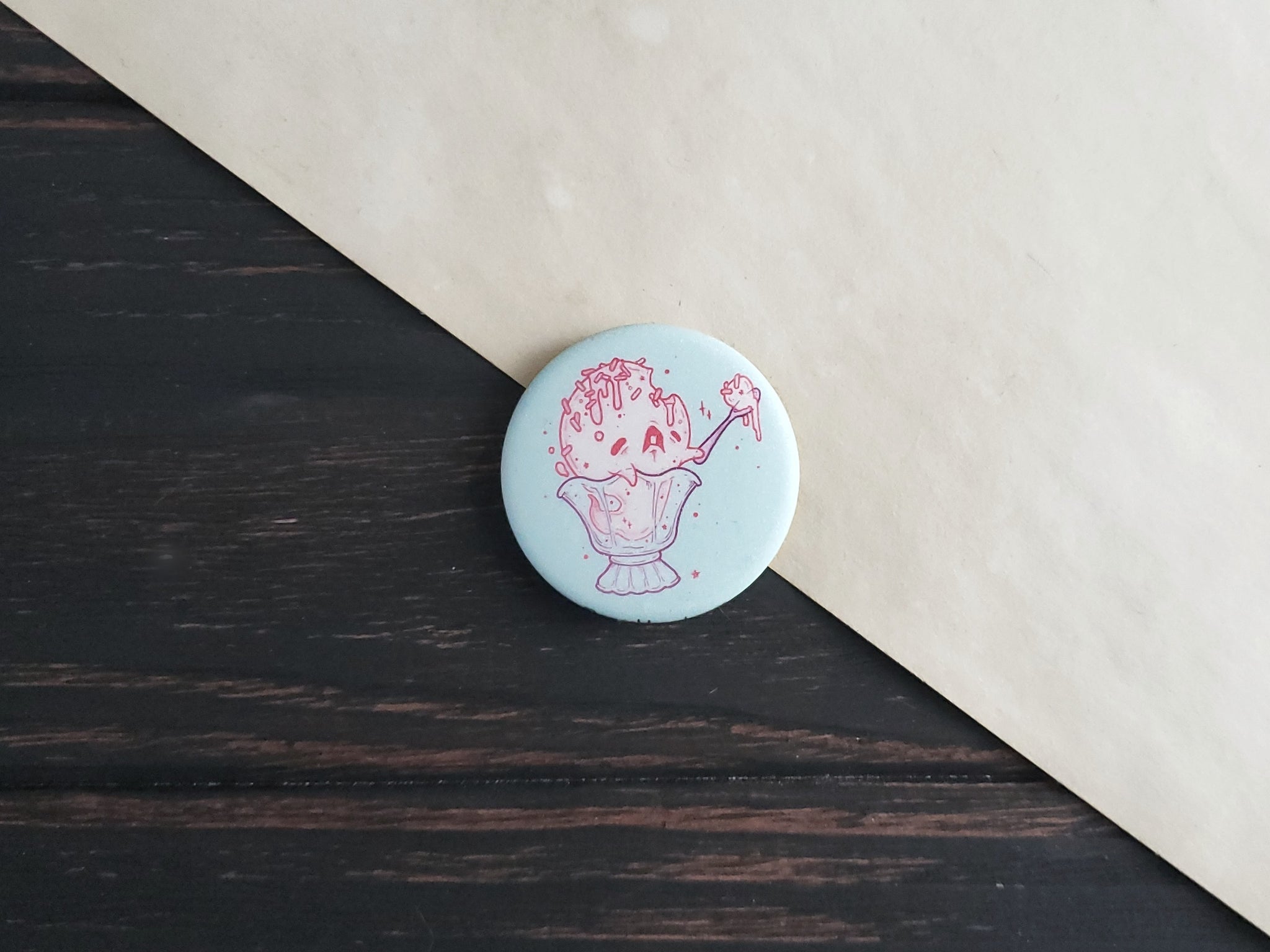 Ice Cream Sundae Ghost pin badge