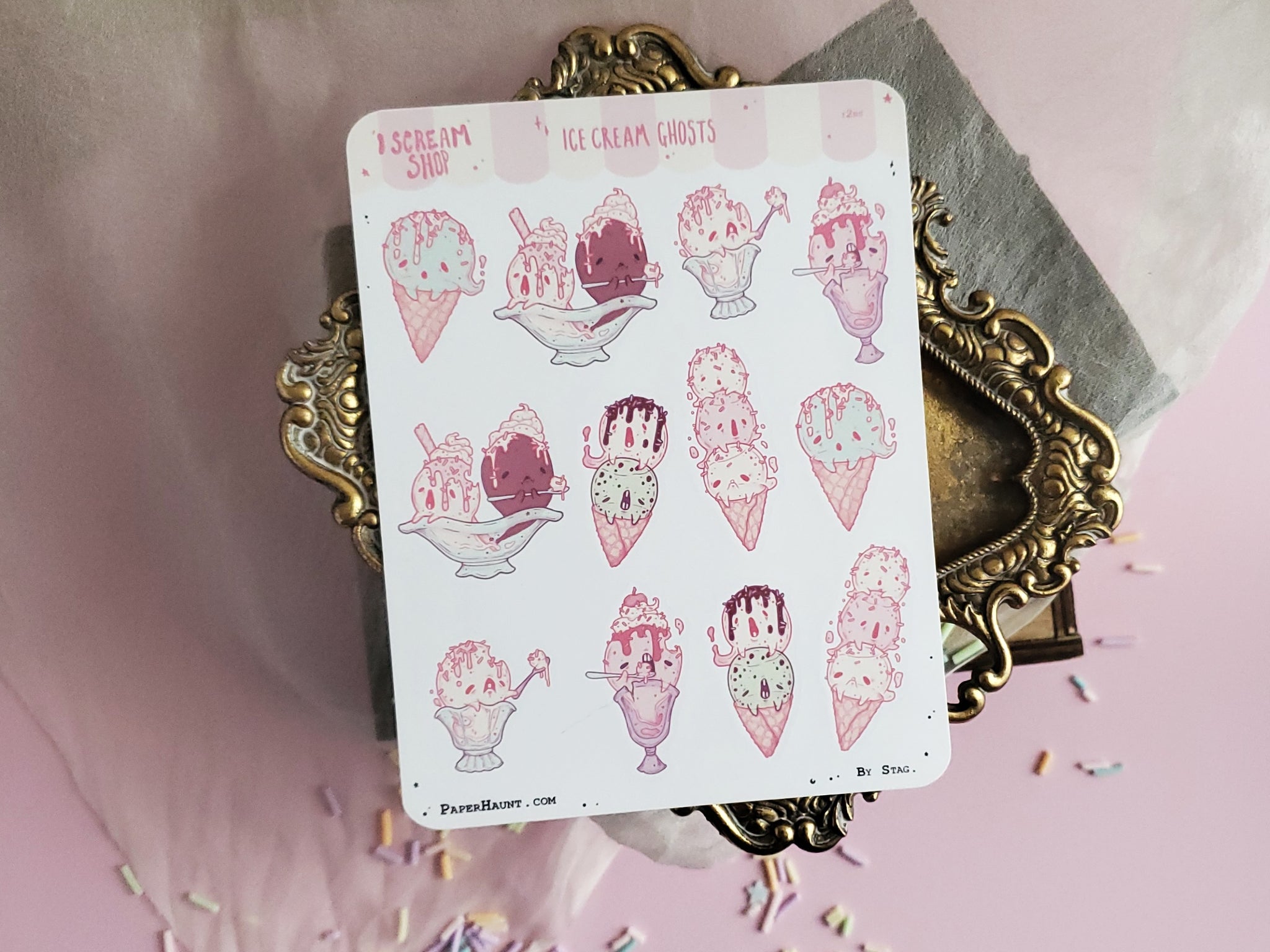 Ice Cream Ghost STICKER sheet