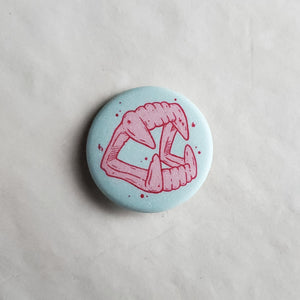 Pink Vampire Fangs pin badge
