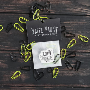Green and Black Mini Coffin paperclips
