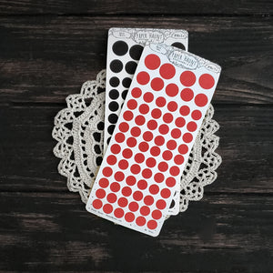 Blood Red and Black planner Dot sticker sheet