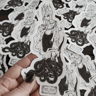 Sea Hag gothic tentacle mermaid sticker- Mermaid's Lair - Paper Haunt Stationery & Co- Art by White stag