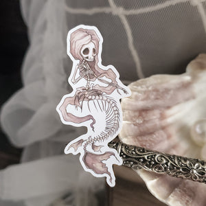 Fishbones skeleton mermaid planner sticker - Paper Haunt Stationery & Co- Art by White stag