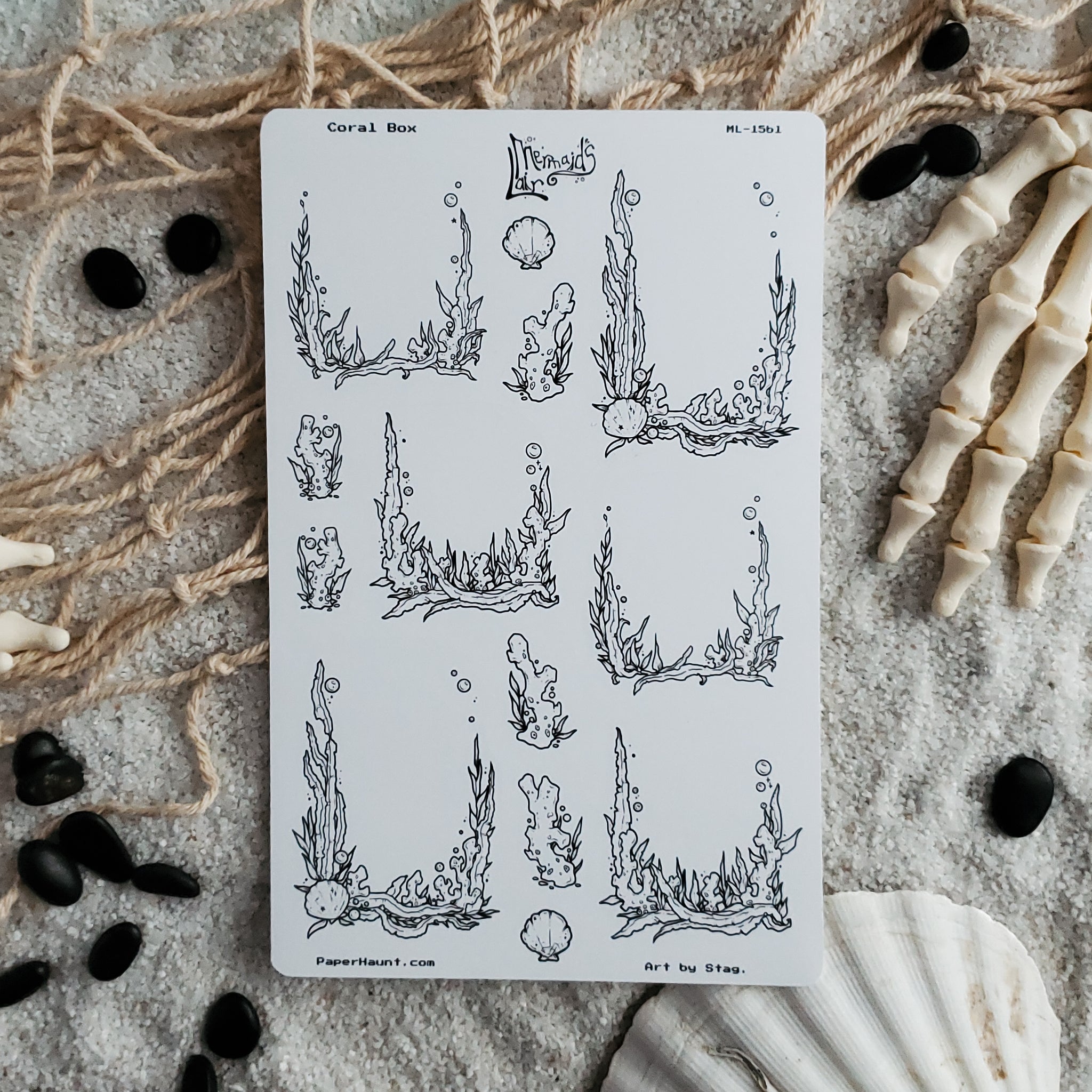 Coral planner sticker sheet - Paper Haunt Stationery & Co - Art by White Stag