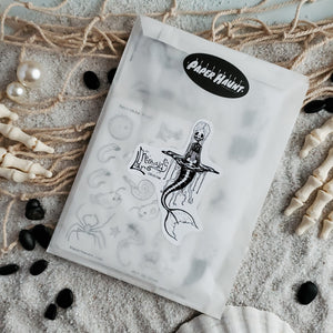 Creepy cute goth mermaid planner sticker sheet collection- Mermaid's Lair - Paper Haunt Stationery & Co- Art by White stag