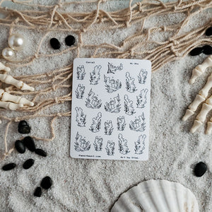 Nautical Coral planner sticker sheet- Mermaid's Lair - Paper Haunt Stationery & Co- Art by White stag