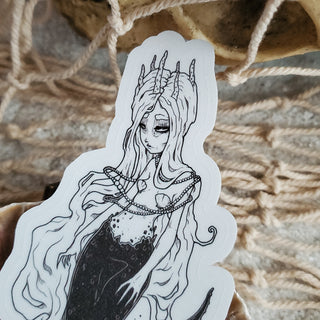 se up of Sea Hag gothic tentacle mermaid sticker- Mermaid's Lair - Paper Haunt Stationery & Co- Art by White stag