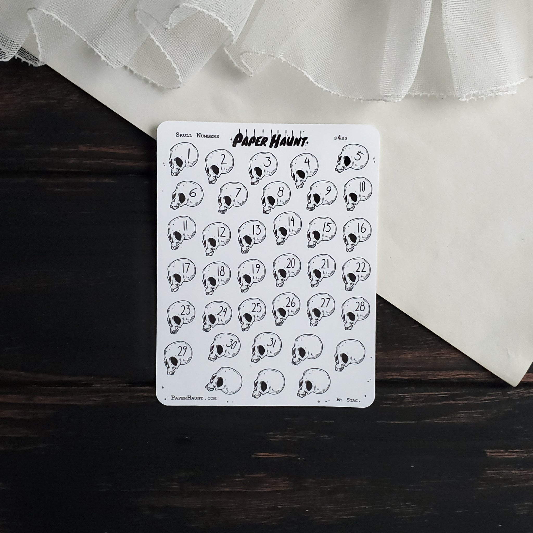 Skull number STICKER sheet