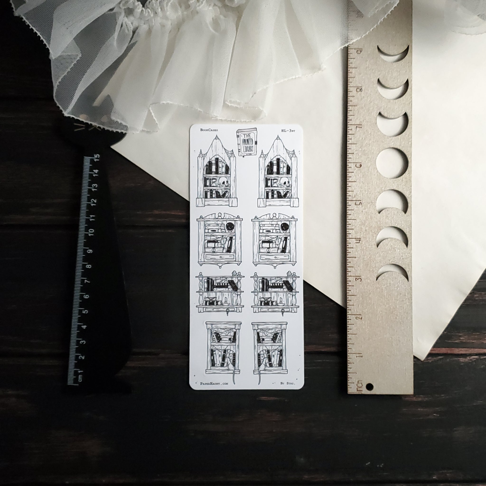 Book Cabinet STICKER sheet - Paper Haunt / White Stag Art