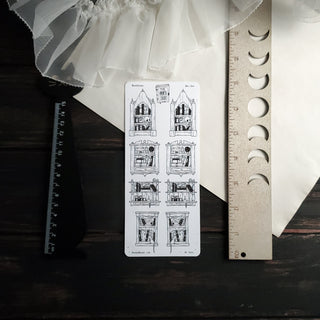 Book Cabinet STICKER sheet - Paper Haunt / White Stag Art