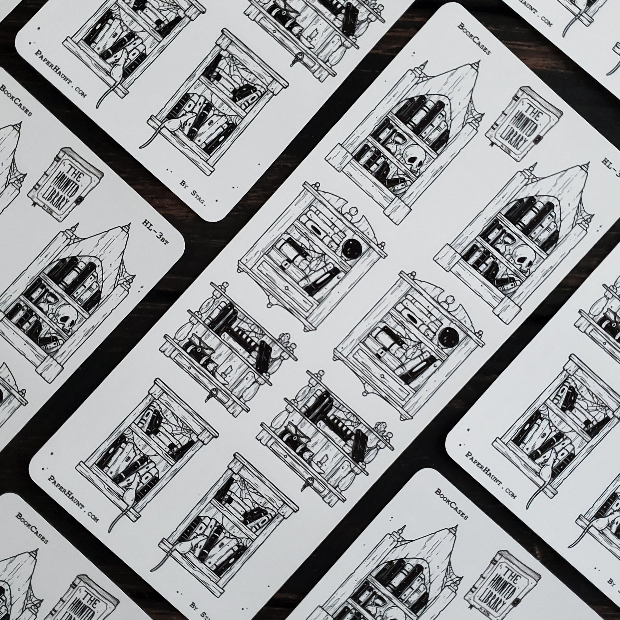 Book Cabinet STICKER sheet - Paper Haunt / White Stag Art