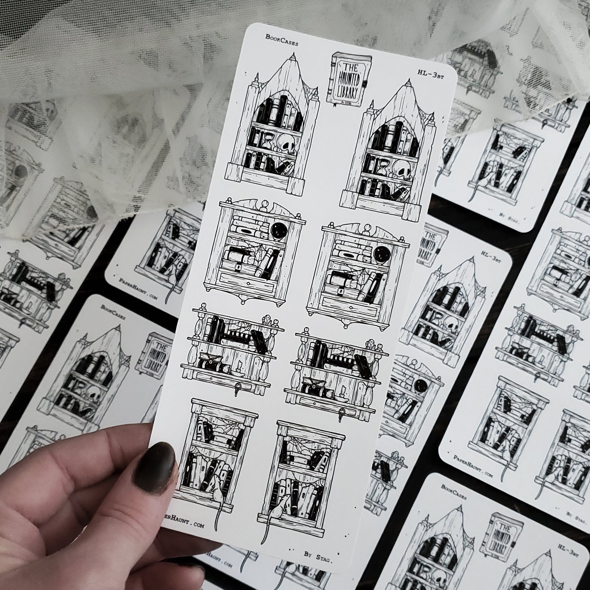 Book Cabinet STICKER sheet - Paper Haunt / White Stag Art
