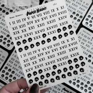 Roman numerals and skull STICKER sheet