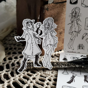 Frankenstein Girl and Mad Scientist STICKER sheet