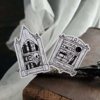 Book Cabinet STICKER sheet - Paper Haunt / White Stag Art
