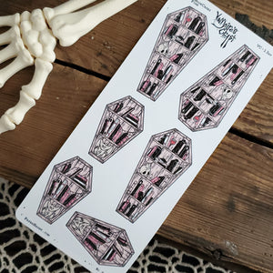 Pink Coffin Bookshelf STICKER sheet