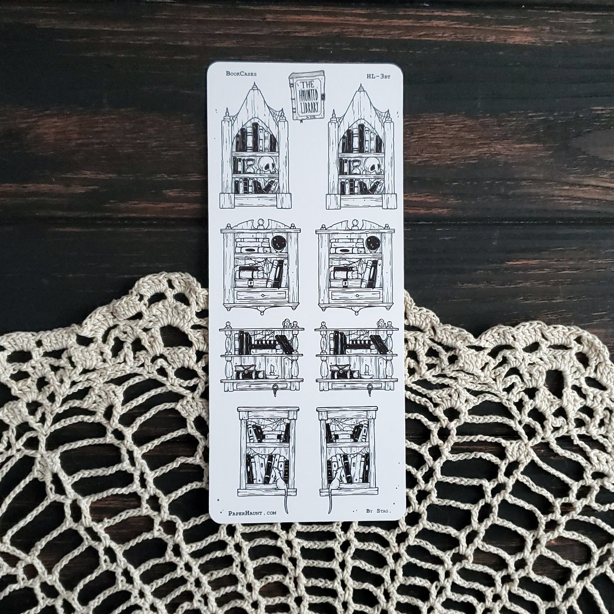 Book Cabinet STICKER sheet - Paper Haunt / White Stag Art