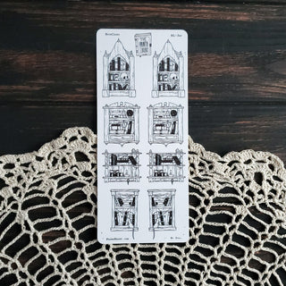 Book Cabinet STICKER sheet - Paper Haunt / White Stag Art