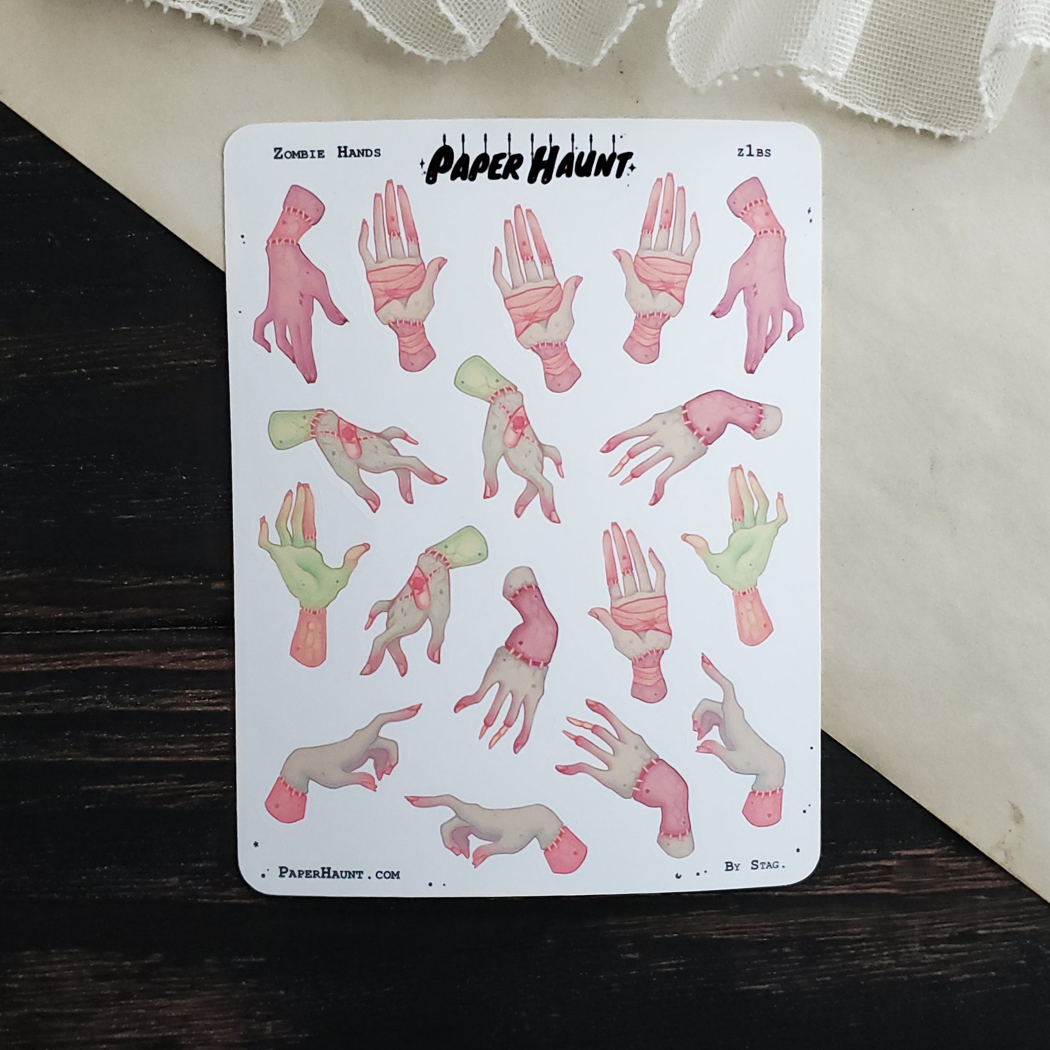 Zombie Hands sticker sheet