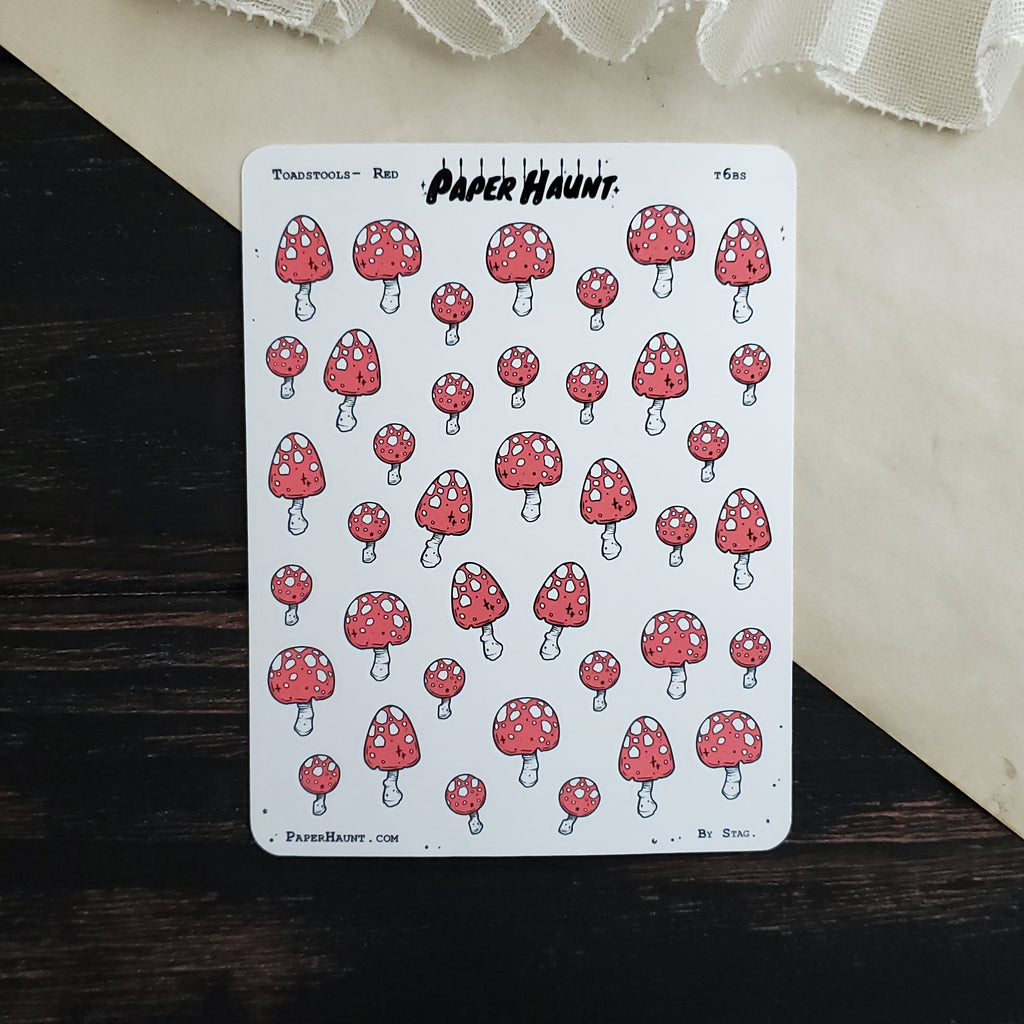 Red toadstool sticker sheet – Paper Haunt / White Stag Art