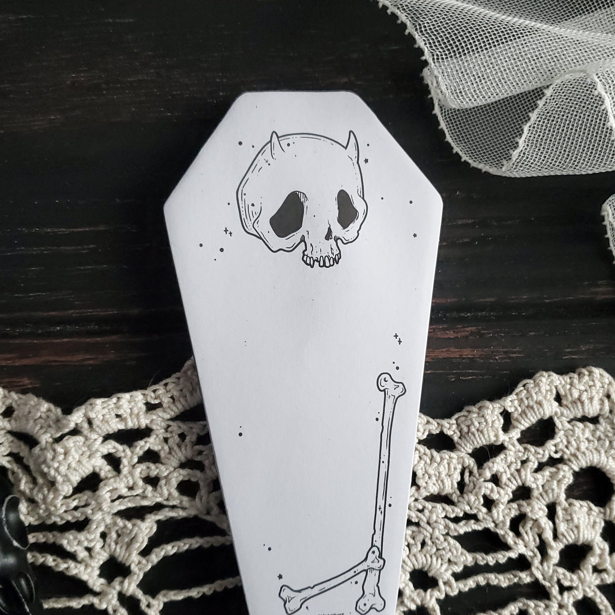 Coffin Devil skull STICKY NOTE memo pad