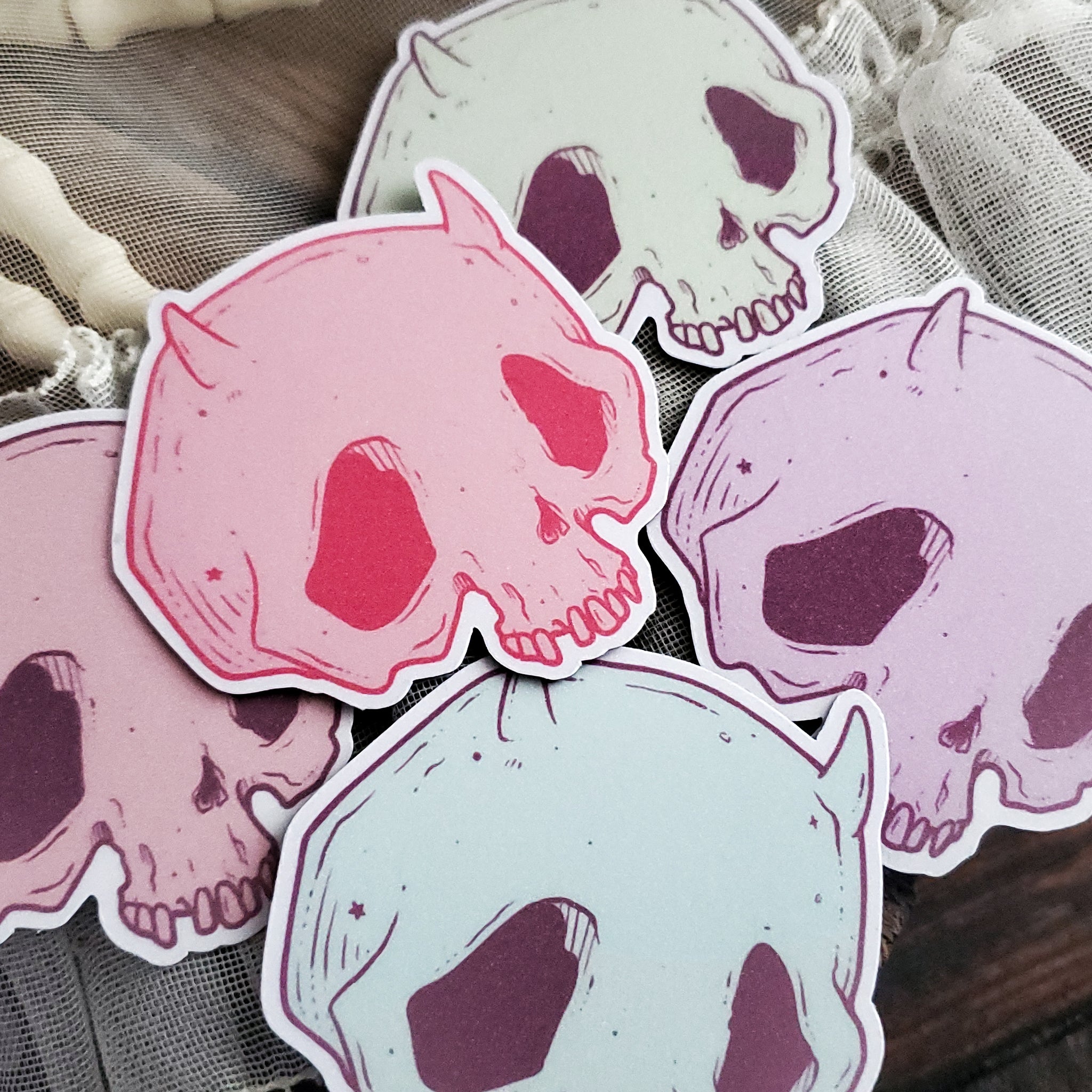 Pastel Devil Skull Magnets