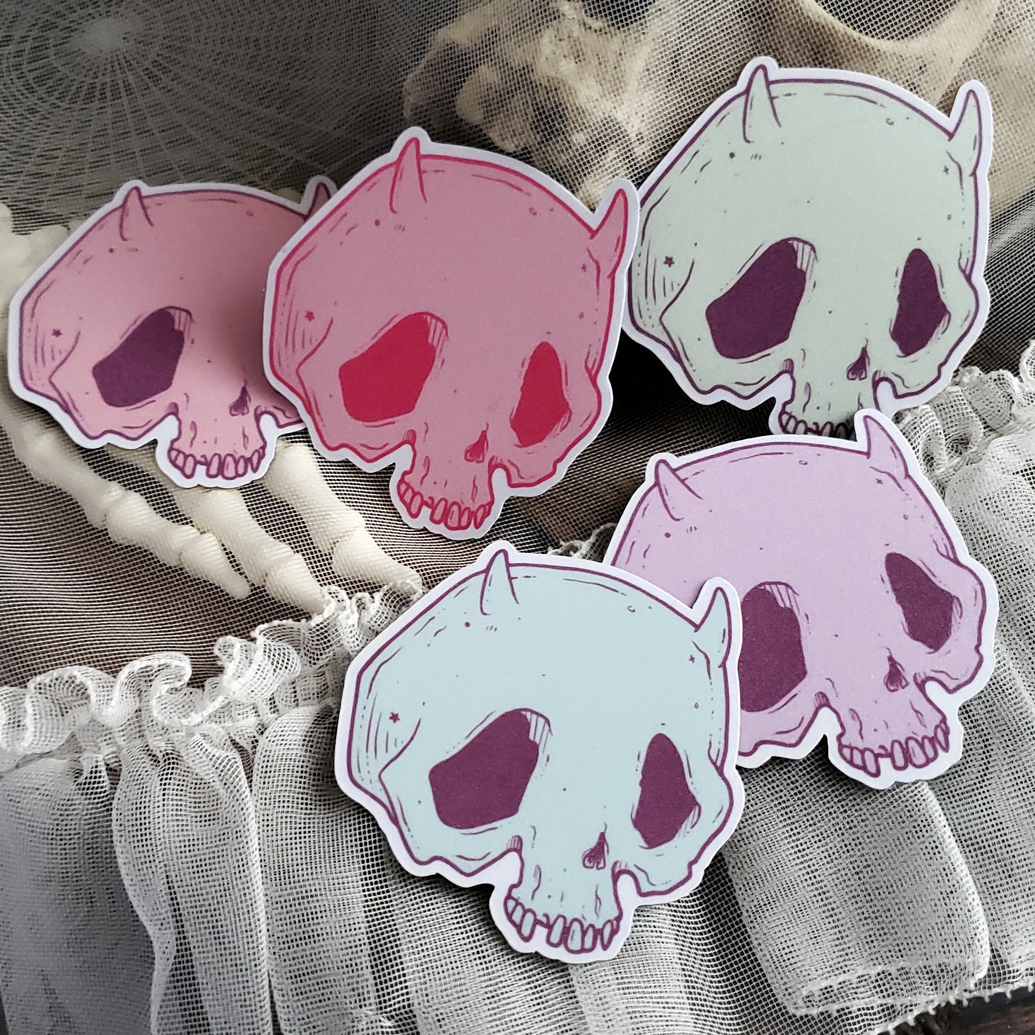 Pastel Devil Skull Magnets