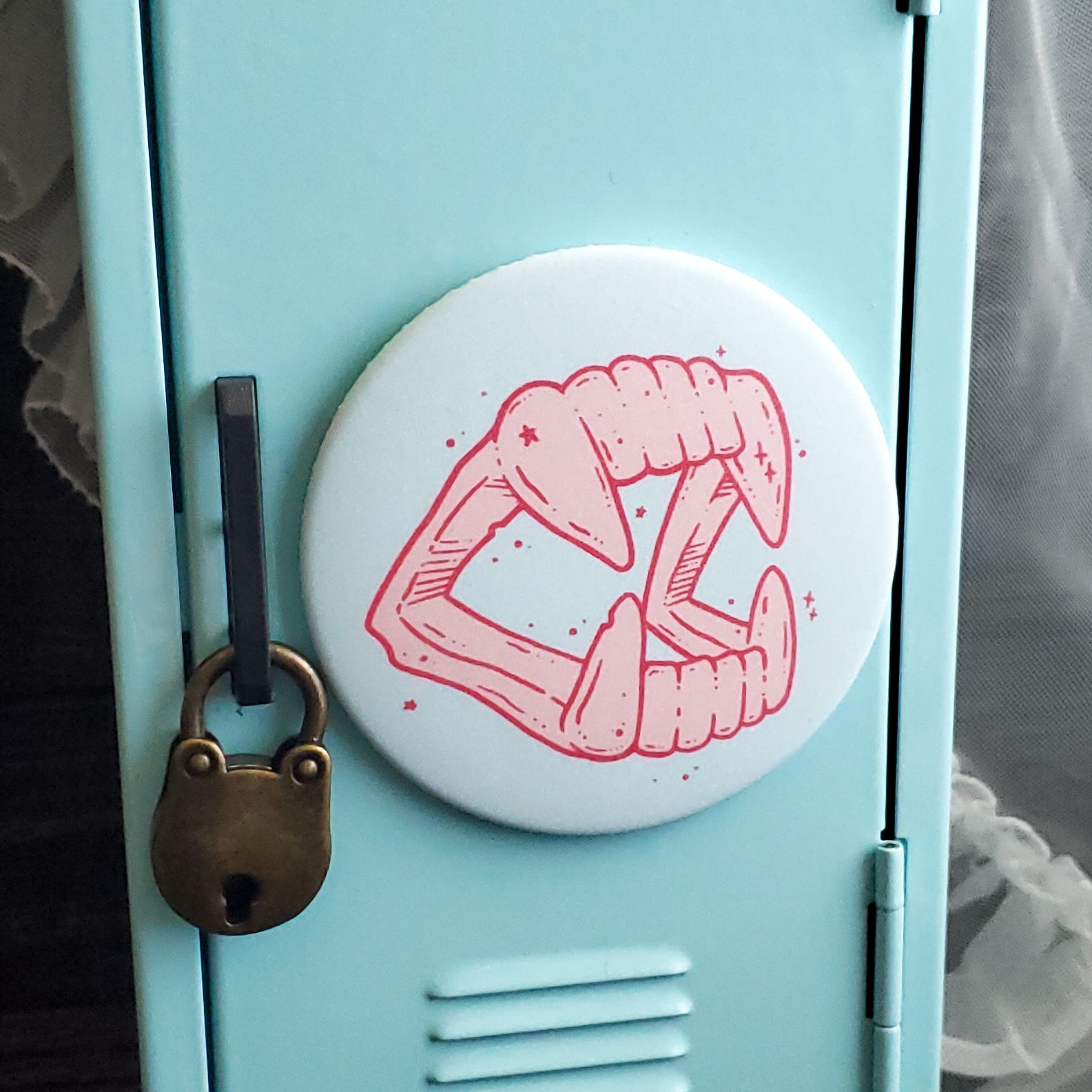 Pastel Vampire Fangs Magnet -Pink and Blue
