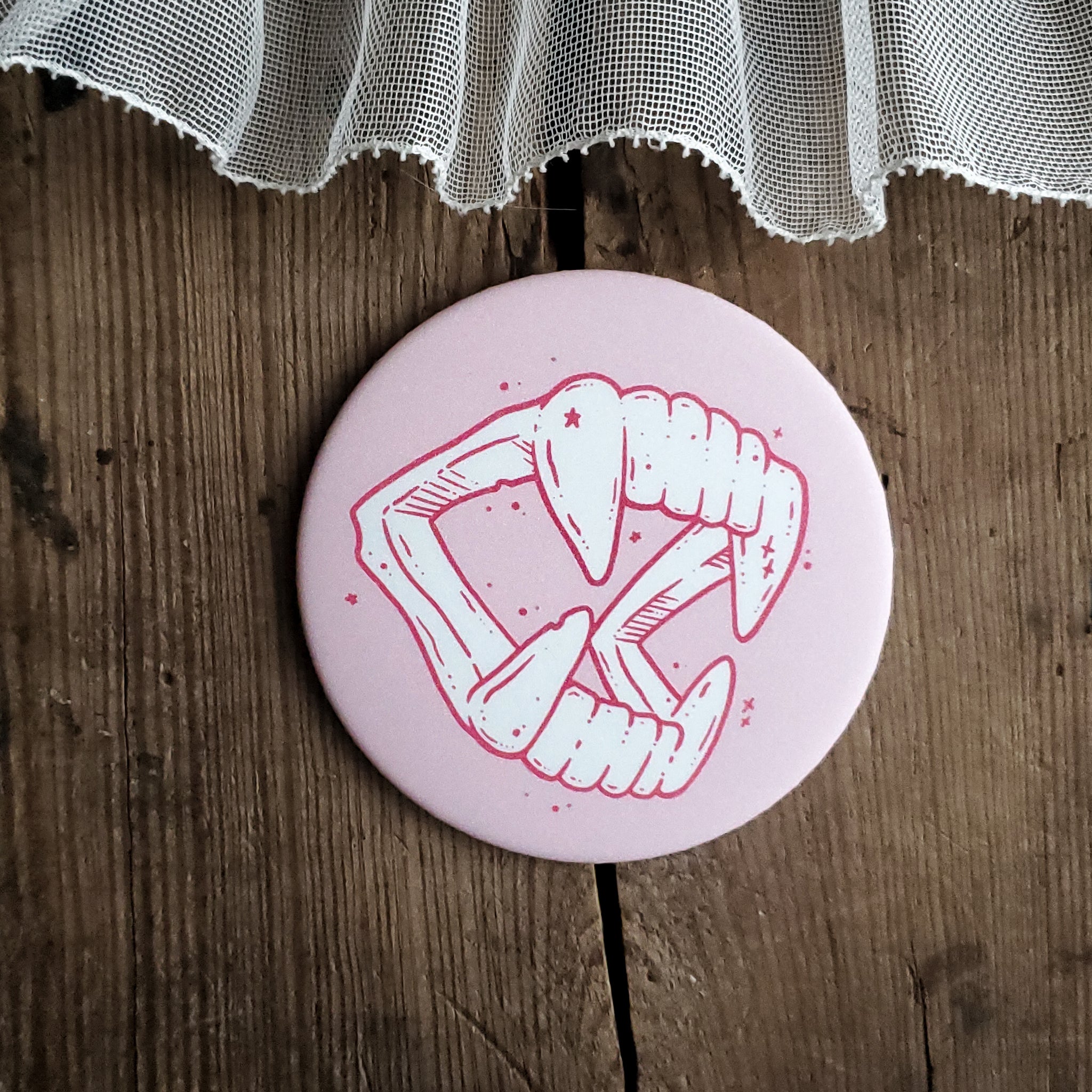 Pastel Vampire Fangs Magnet -Pink and Cream