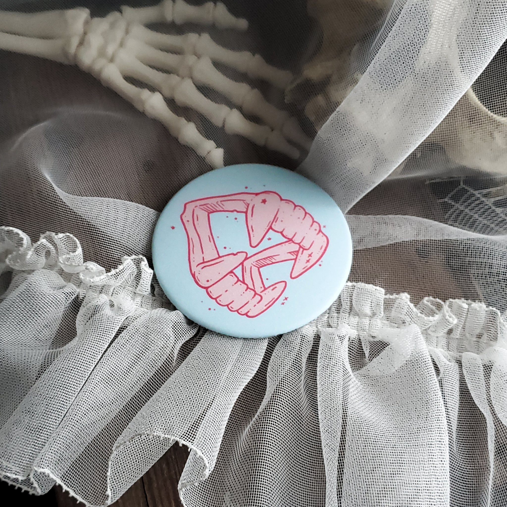 Pastel Vampire Fangs Magnet -Pink and Blue