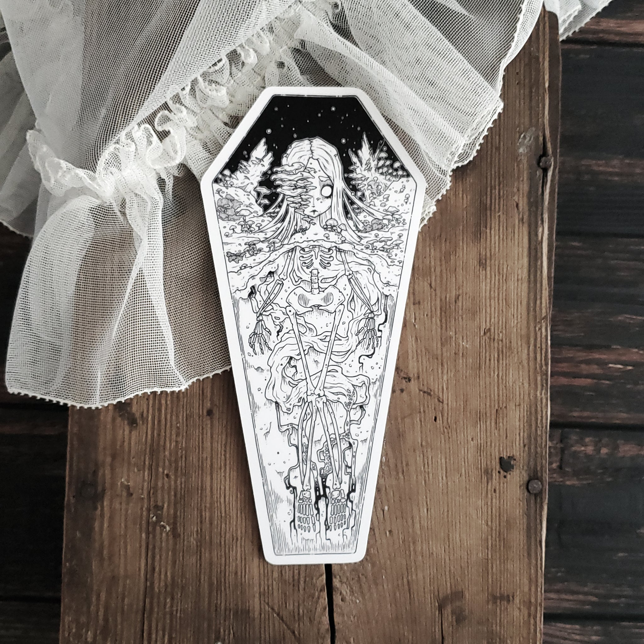 Skeleton Coffin Mushroom Bookmark