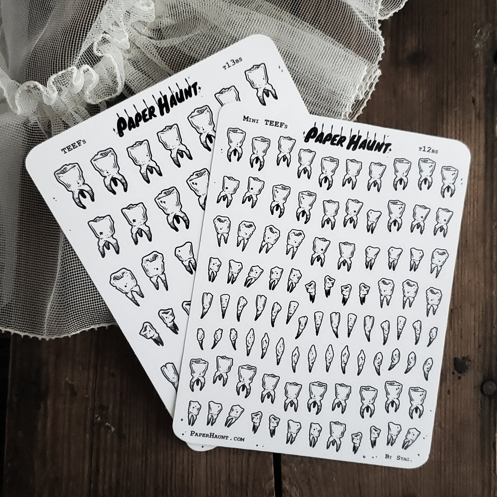 Teeth STICKER sheet – Paper Haunt / White Stag Art
