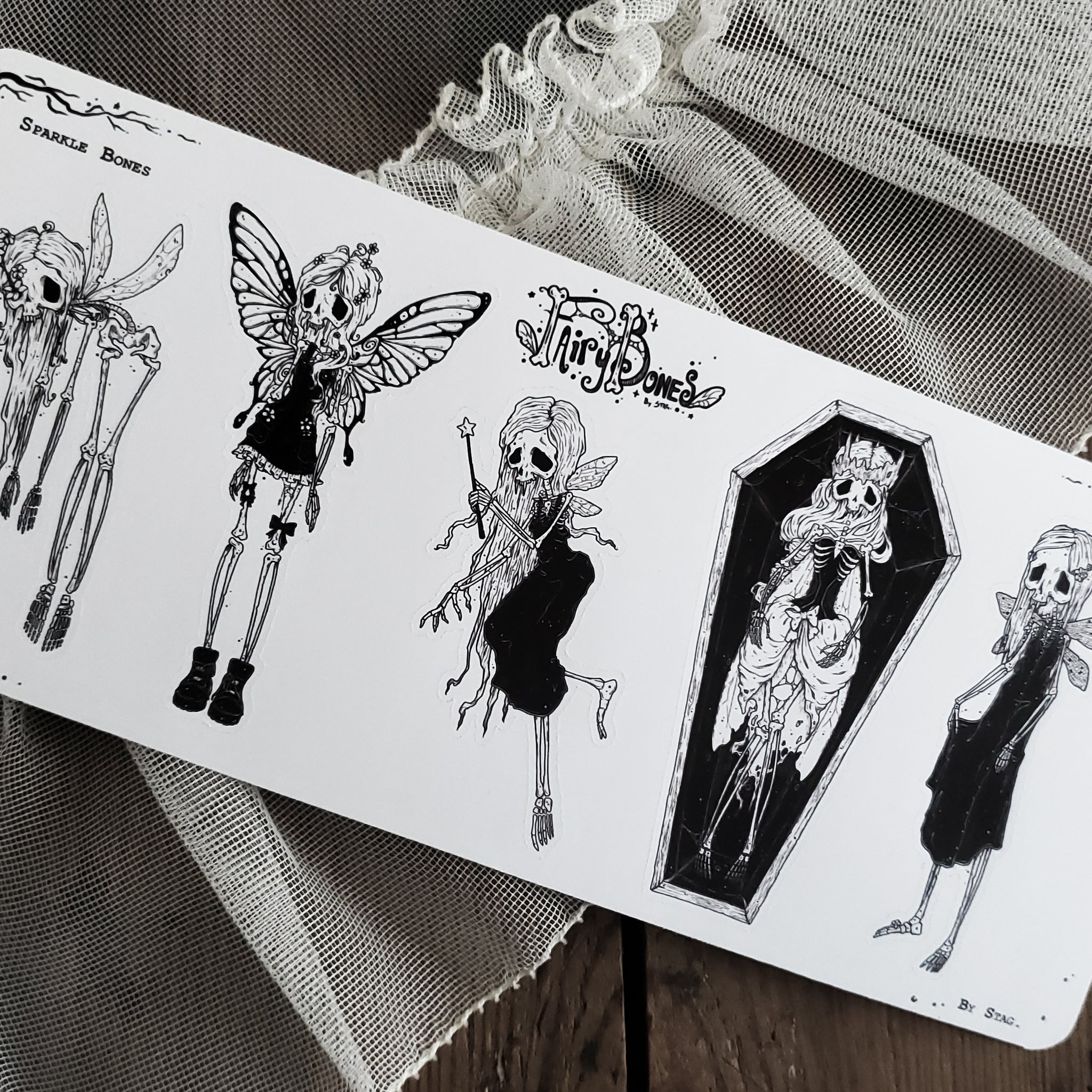 Sparkle Bones Fairy Skeleton STICKER Sheet