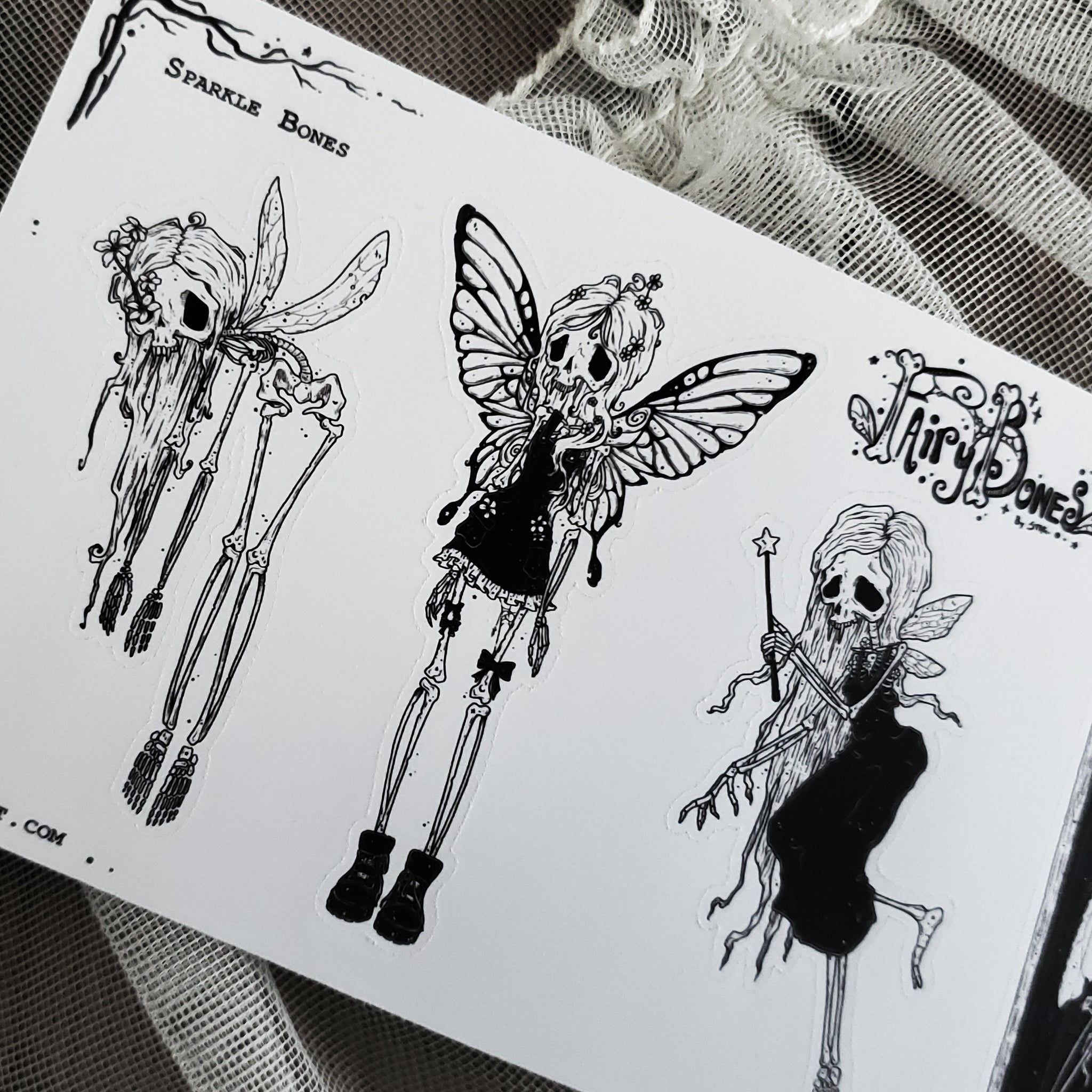 Sparkle Bones Fairy Skeleton STICKER Sheet