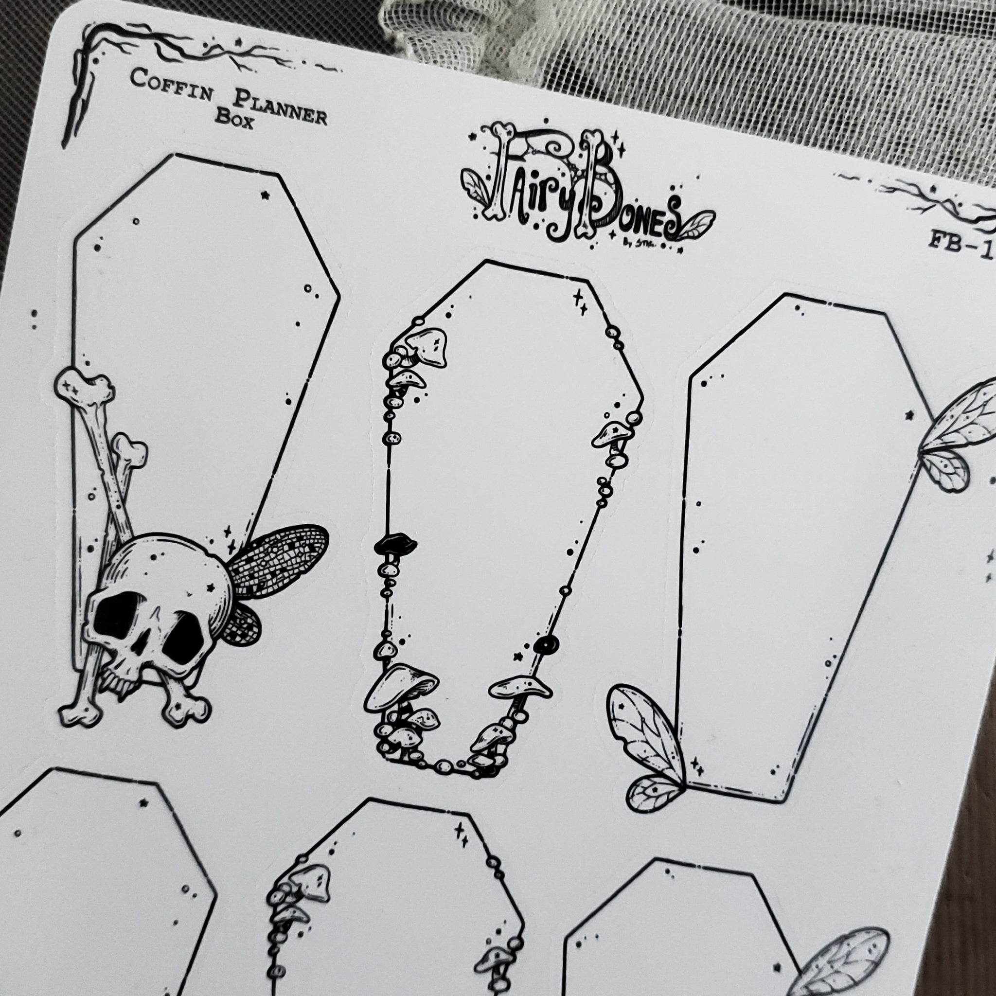 Coffin Fairy Planner Boxes Sticker Sheet