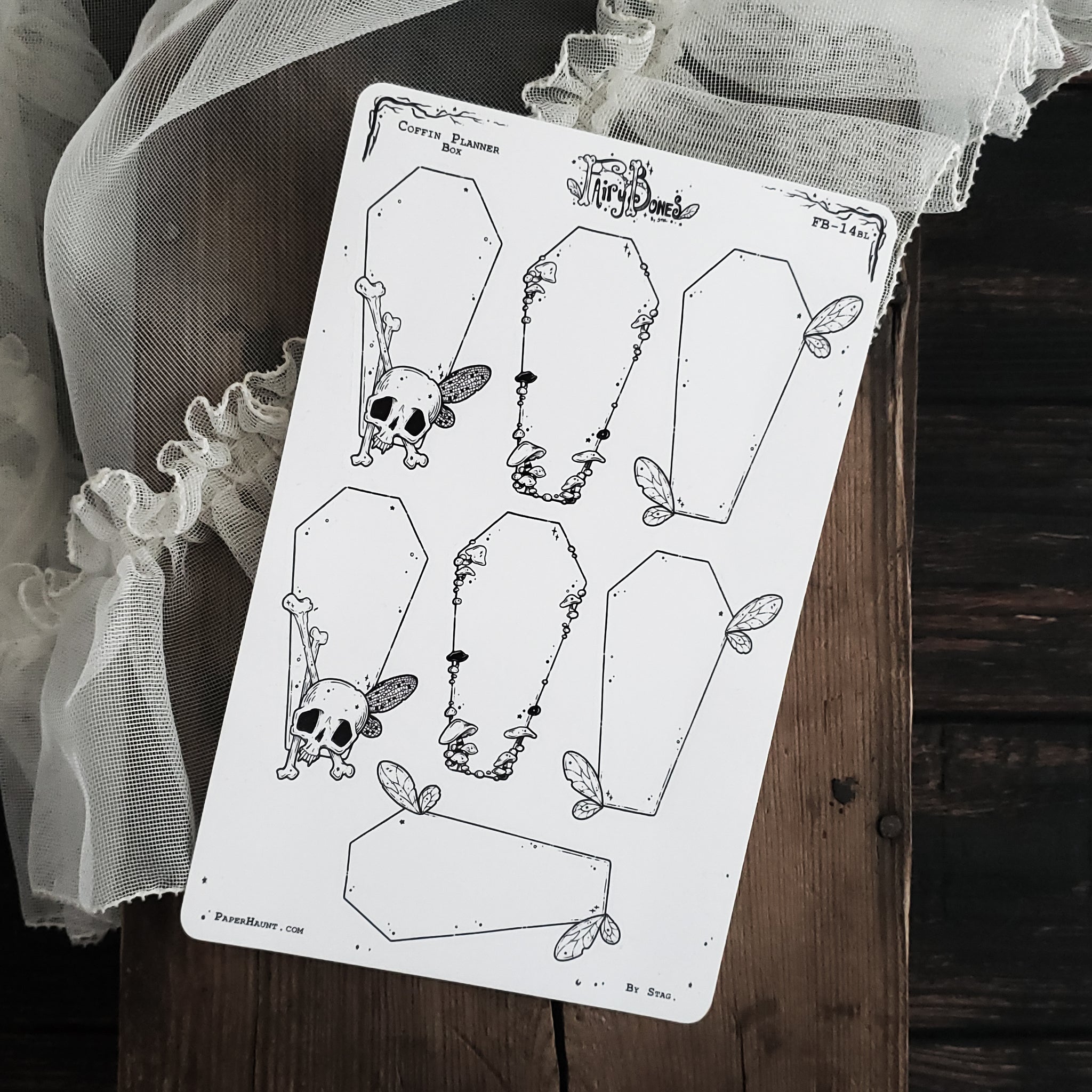 Coffin Fairy Planner Boxes Sticker Sheet
