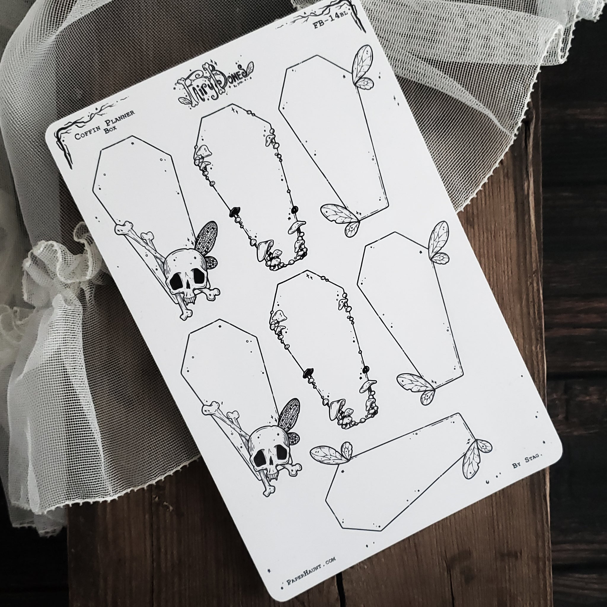 Coffin Fairy Planner Boxes Sticker Sheet