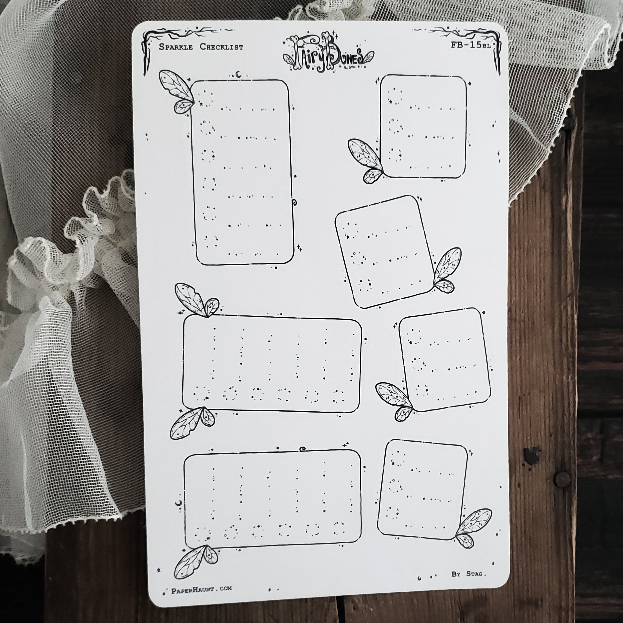 Sparkle Fairy Checkbox Planner Boxes Sticker Sheet
