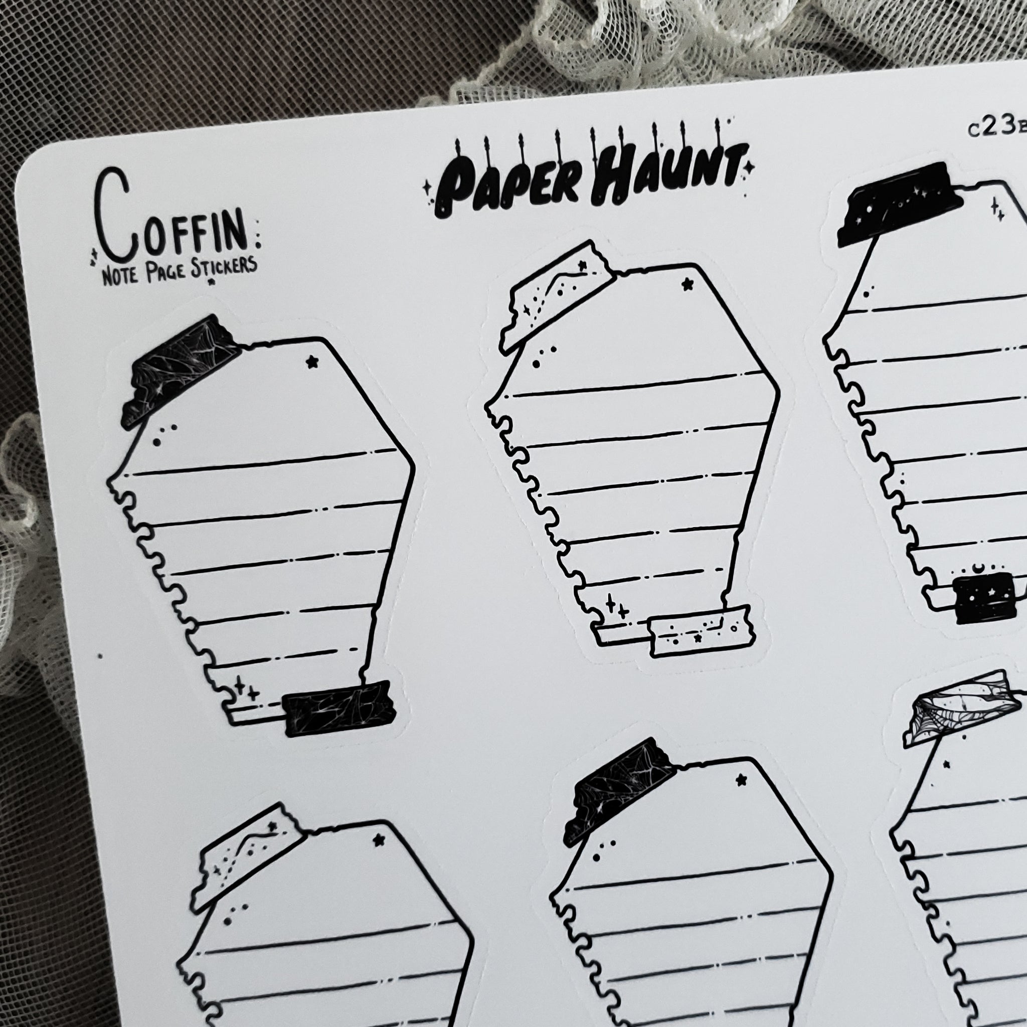 Coffin Note Page Planner Boxes Sticker Sheet