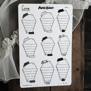 Coffin Note Page Planner Boxes Sticker Sheet