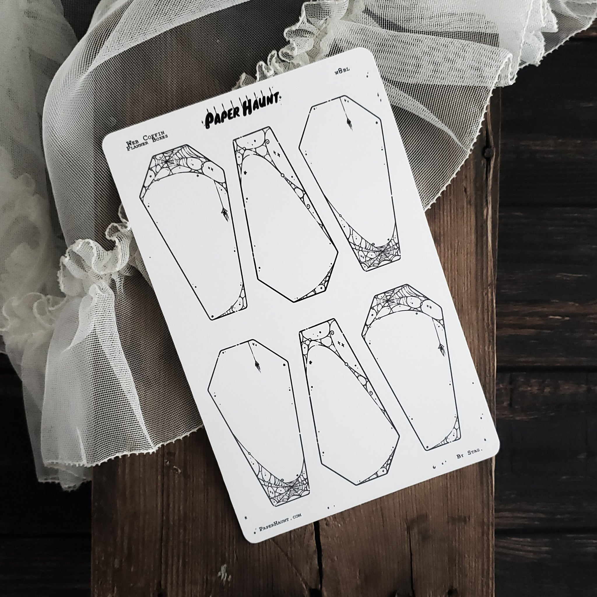 Coffin Web planner boxes Sticker sheet