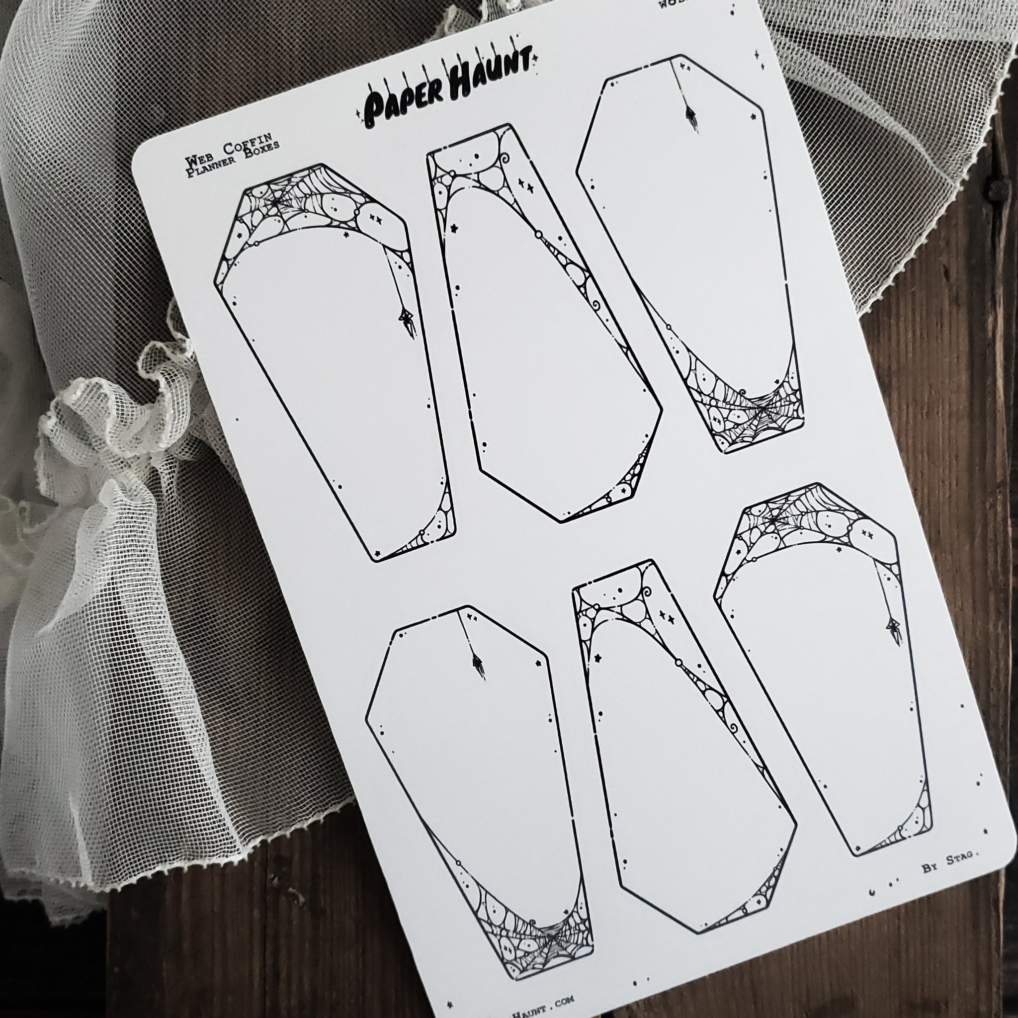 Coffin Web planner boxes Sticker sheet