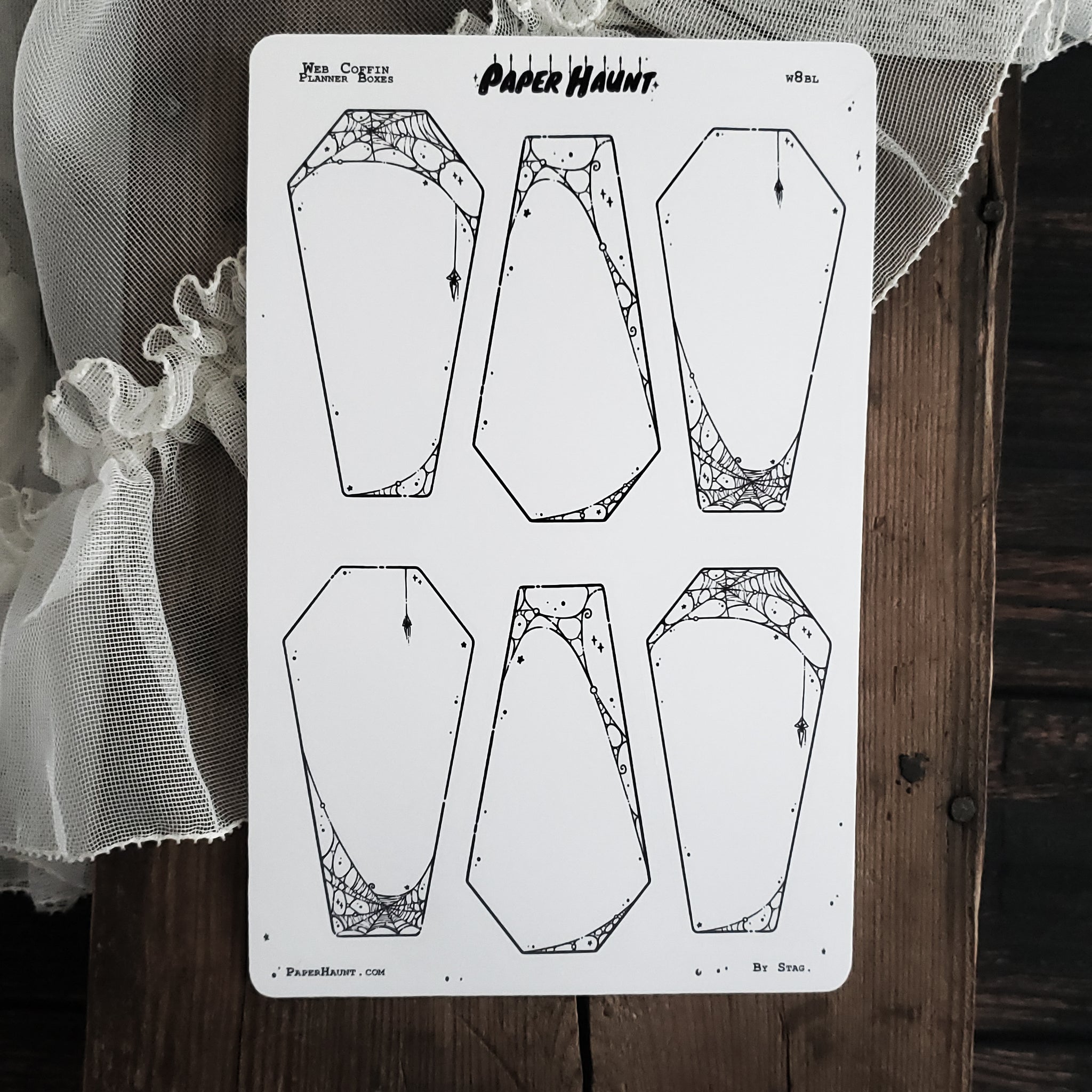 Coffin Web planner boxes Sticker sheet