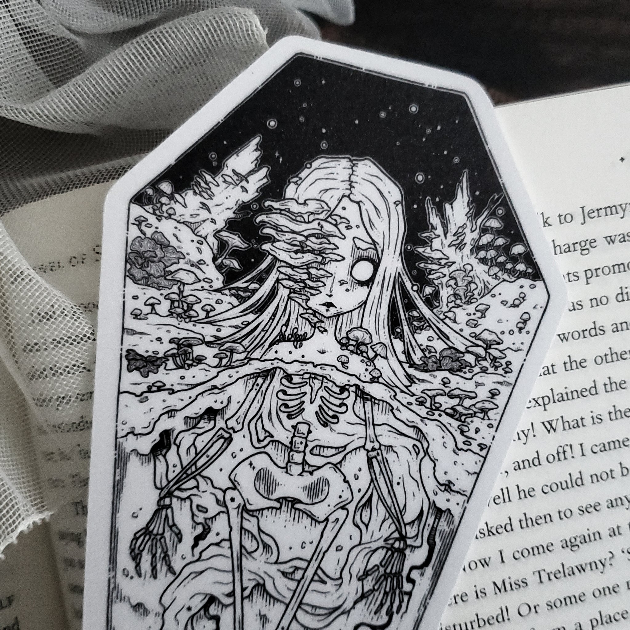 Skeleton Coffin Mushroom Bookmark