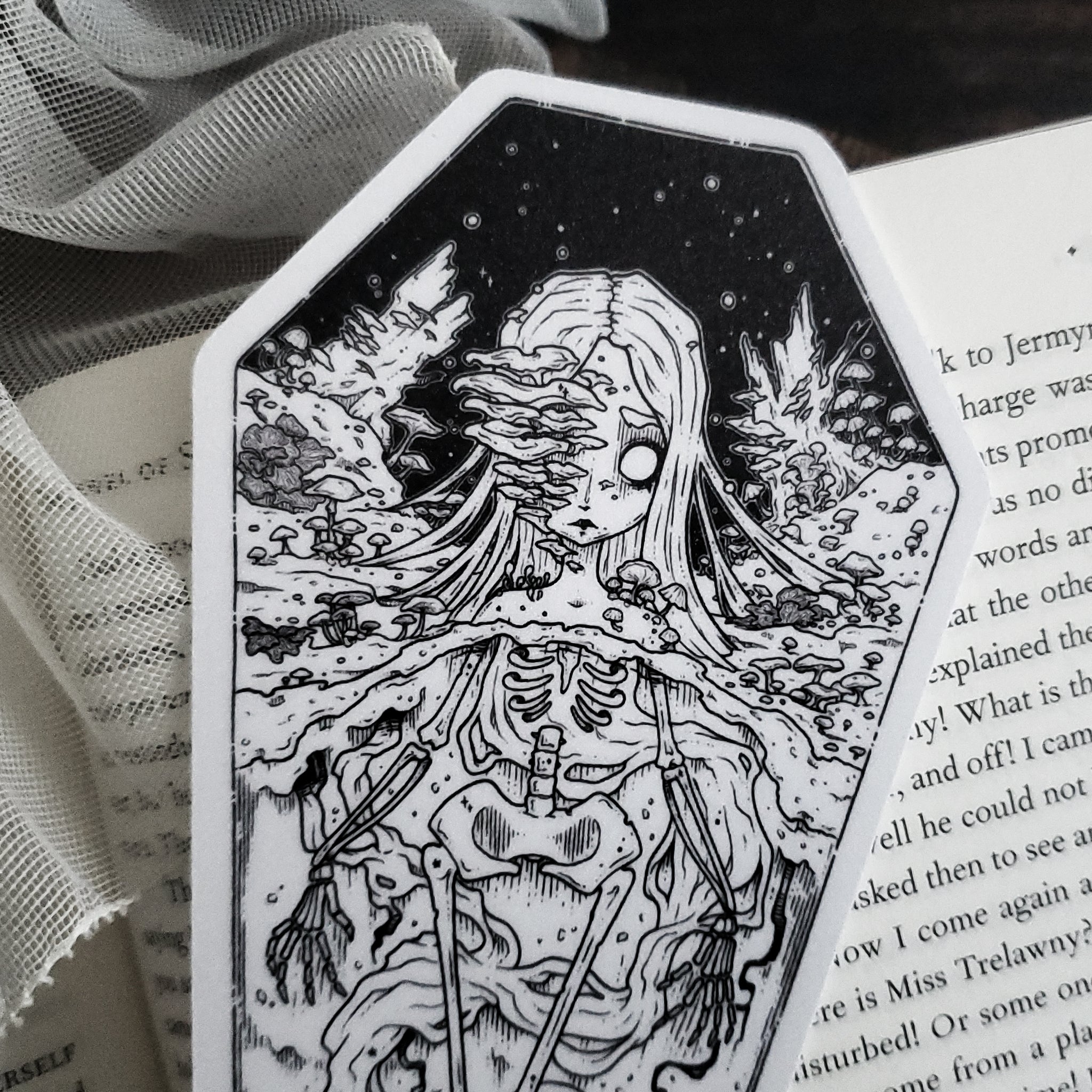 Skeleton Coffin Mushroom Bookmark