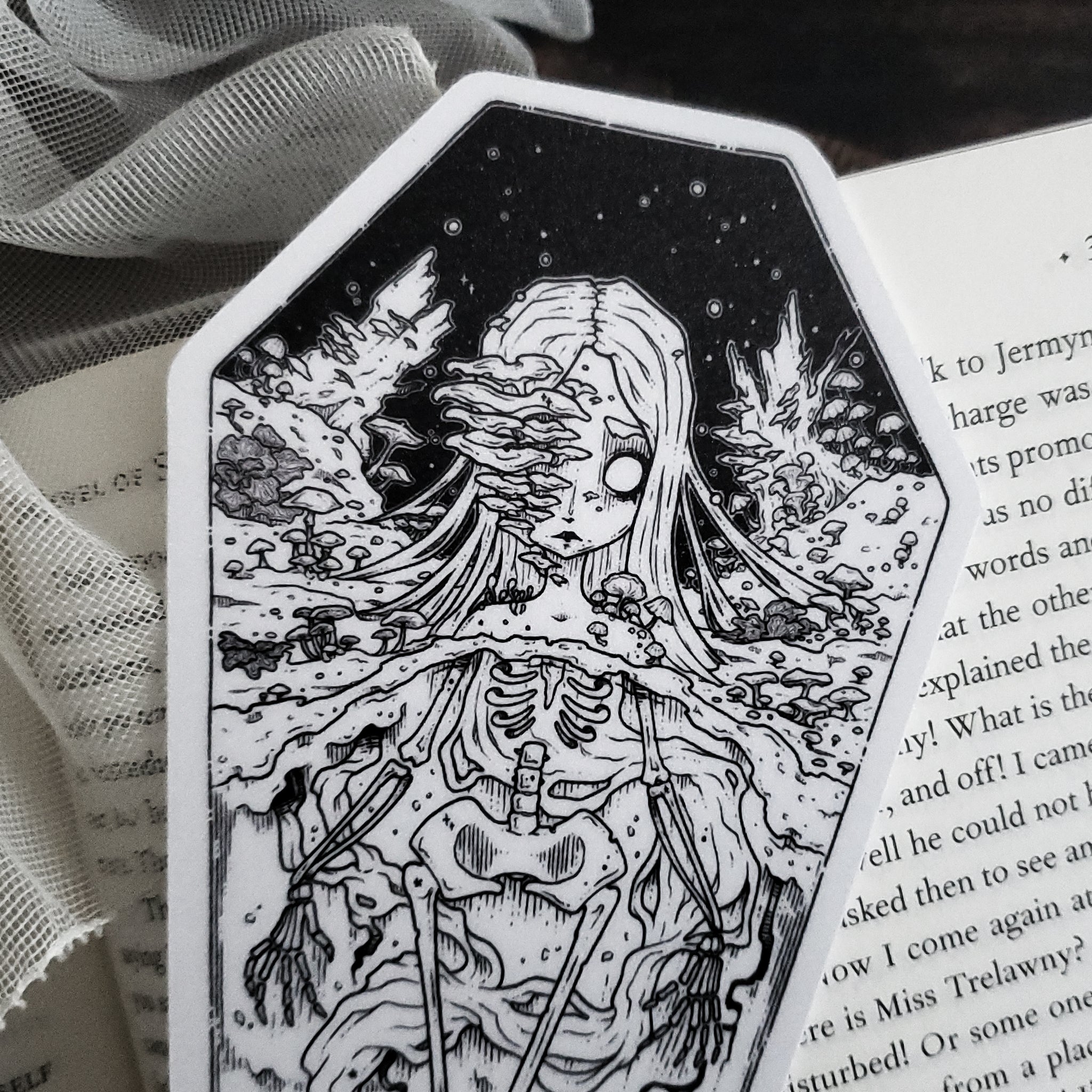 Skeleton Coffin Mushroom Bookmark
